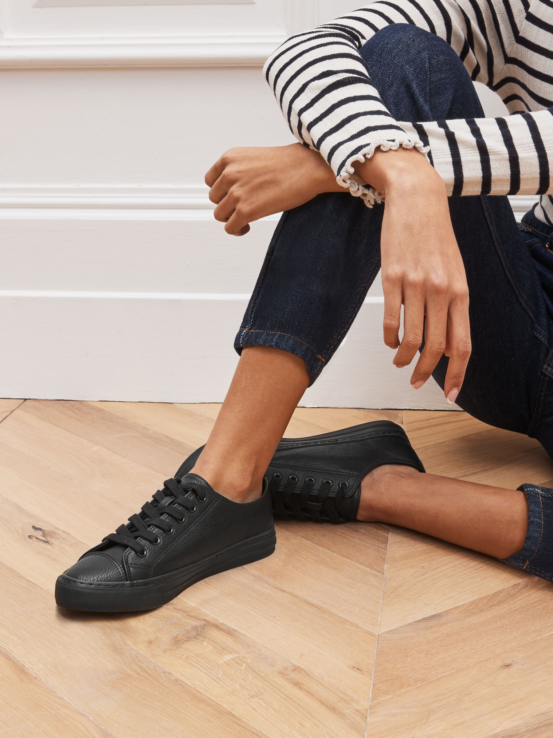Zwart - Gelakte honkbalsneakers