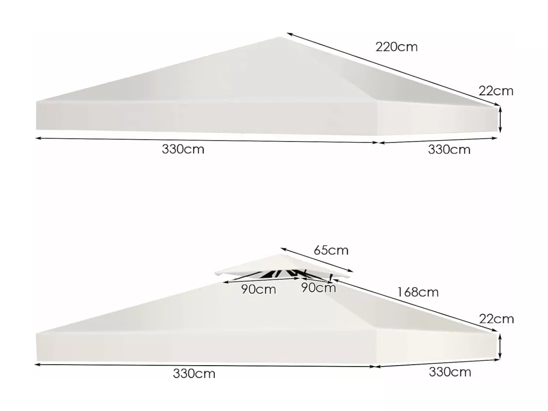 Toile de Toit de Rechange en Plastique et vinyle Impérméable de Jardin pour Pavillon Tonnelle Tente, 3 x 3 M (Beige)