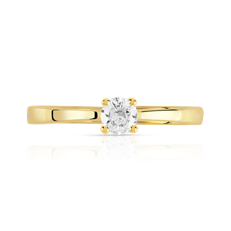 Solitaire or 750 jaune diamant 0,2 carat
