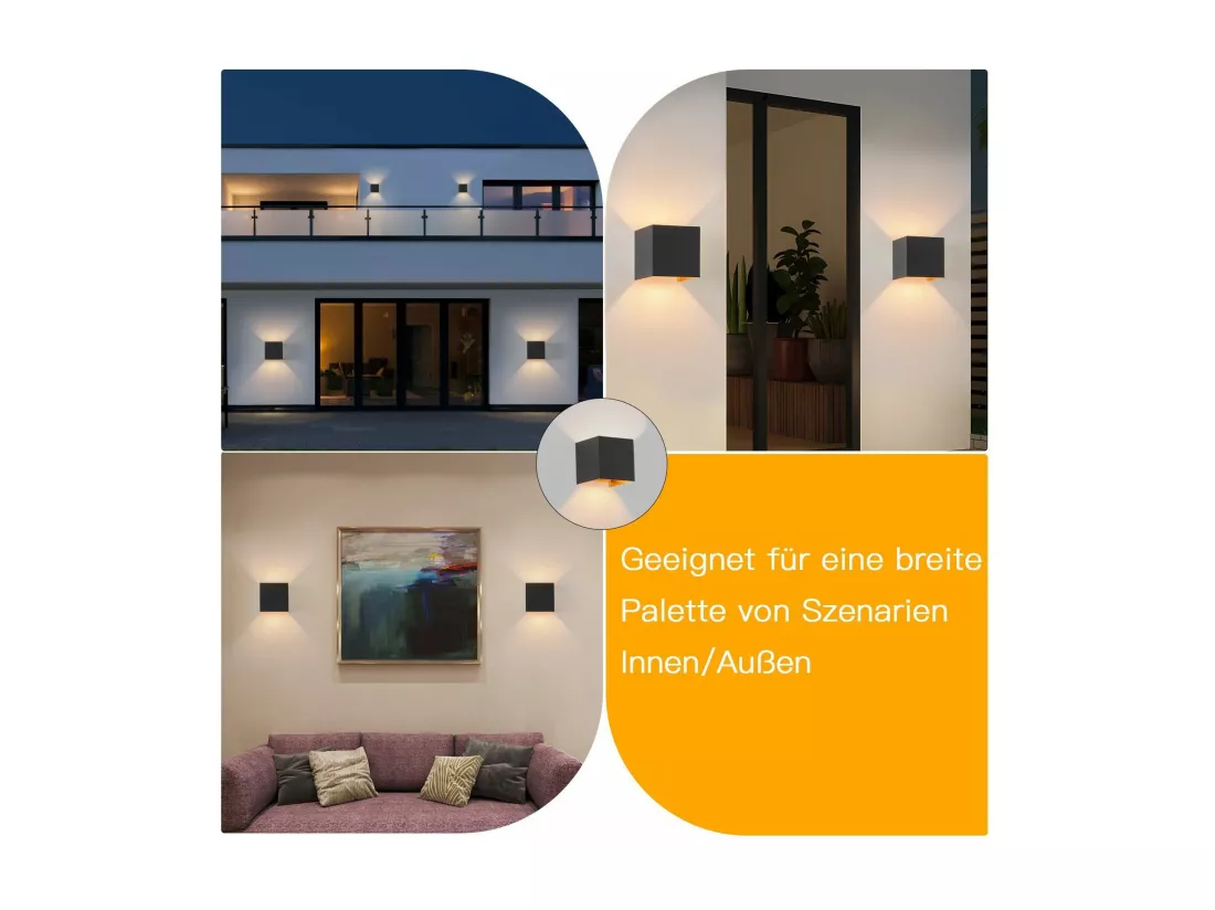 NETTLIFE Applique LED 3W,2 pièces - G9 Lampe Murale Extérieur/Intérieure Noire et Dorée，étanche double faisceau réglable IP65 230V 3000K