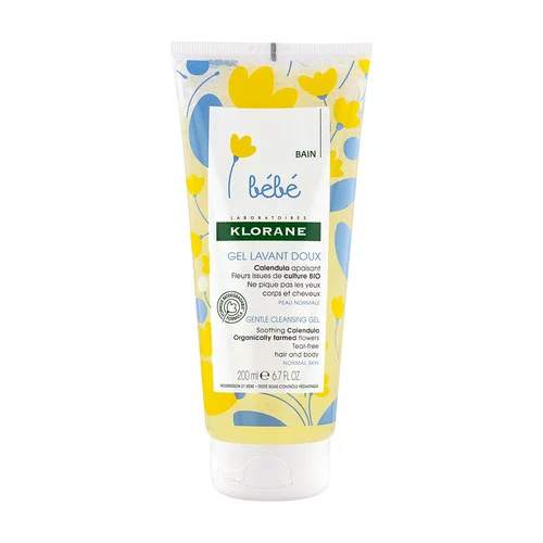 Klorane - Bébé - Gel lavant doux au Calendula apaisant Corps et cheveux - Peau normale 200ml