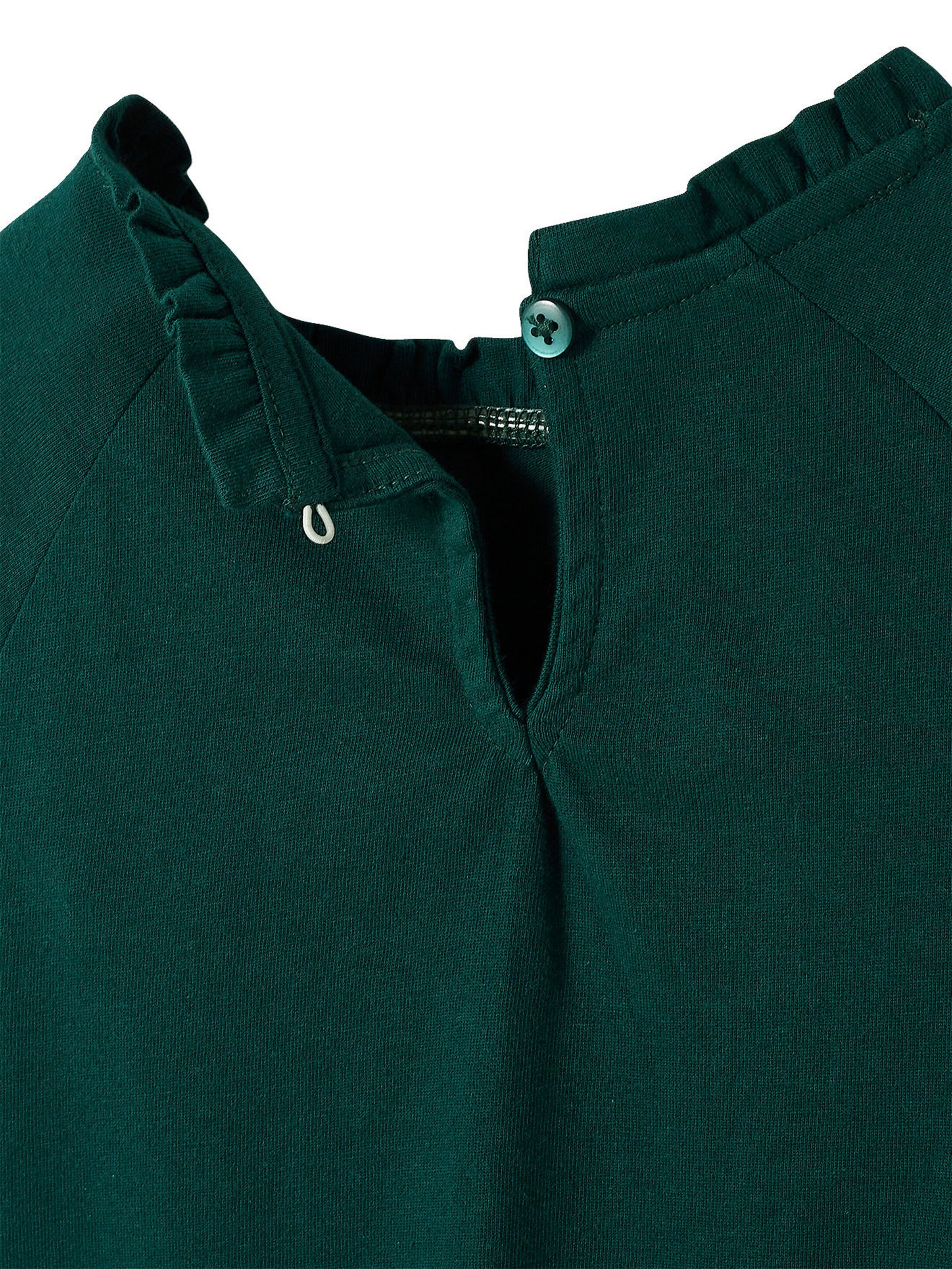 Vertbaudet Mädchen Blusenshirt mit Lochstickerei dunkelgrün