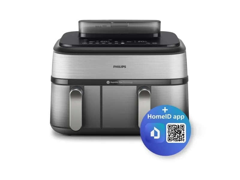 Philips Series 5000 NA555 - Dobbelt varmluftssteger - 9 liter - 2.75 kW - sølv