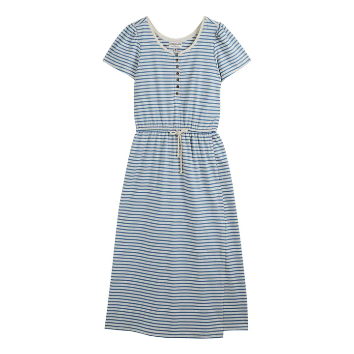Emile et Ida Robe Zivanna Rayures Coton Bio - Collection Femme | Bleu