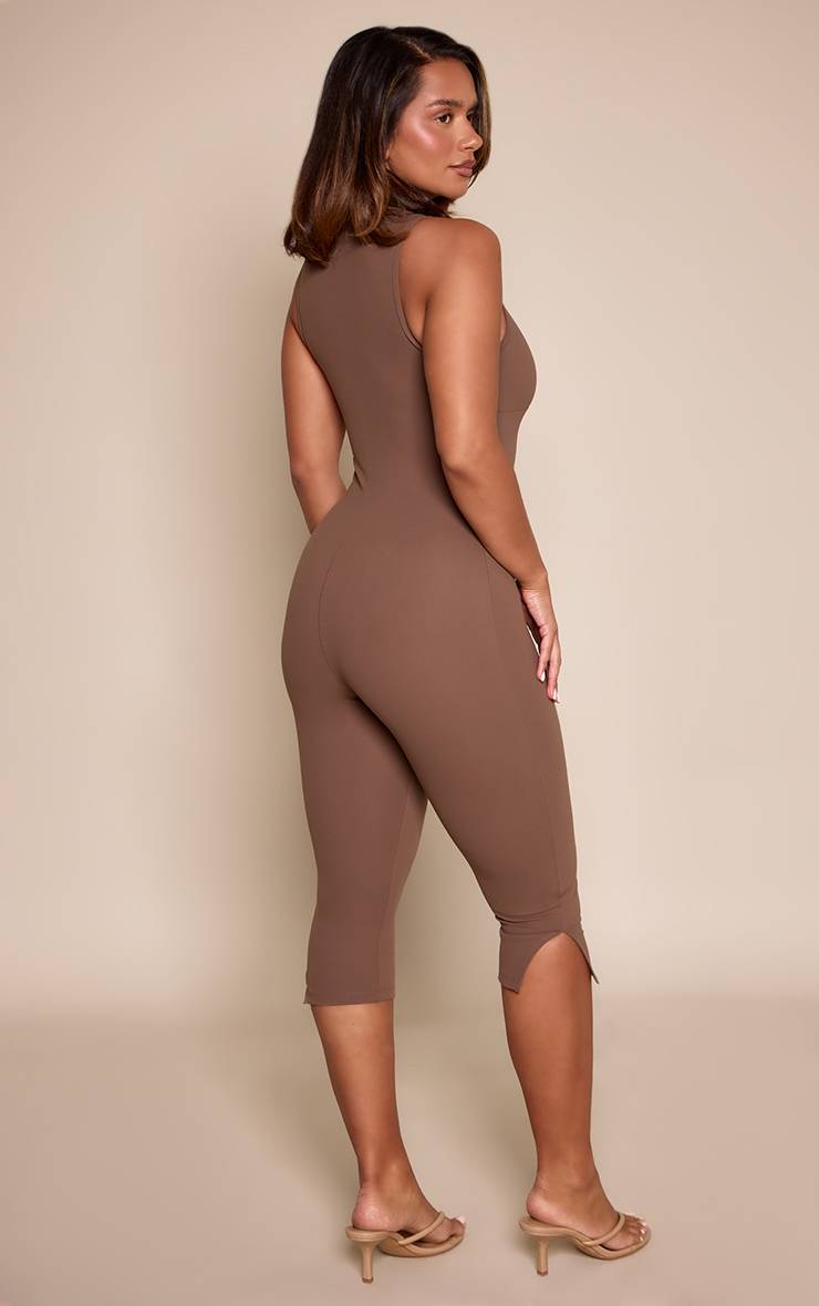 Moka Combinaison-pantalon Capri Sculptante À Encolure Plongeante Avec Détails De Finition