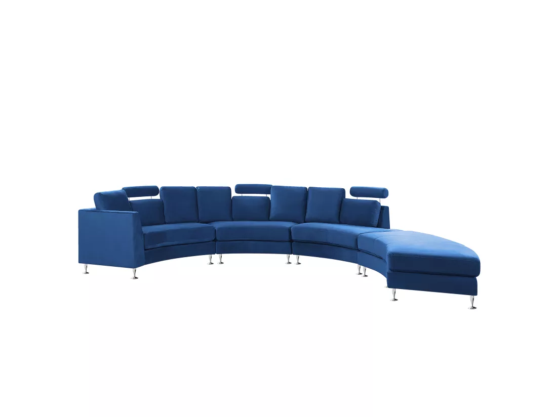 Canapé circulaire modulable en velours bleu marine 8 places ROTUNDE