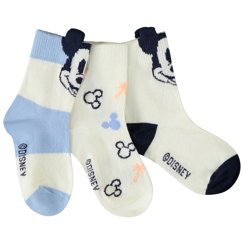 Lot de 3 paires de chaussettes Mickey  avec relief pour bébé garçon