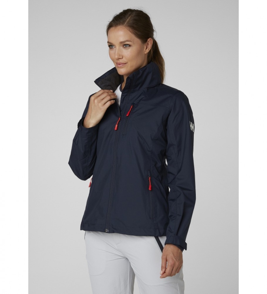 Jaqueta Helly Hansen W Crew com capuz, camada intermediária, cor azul marinho.