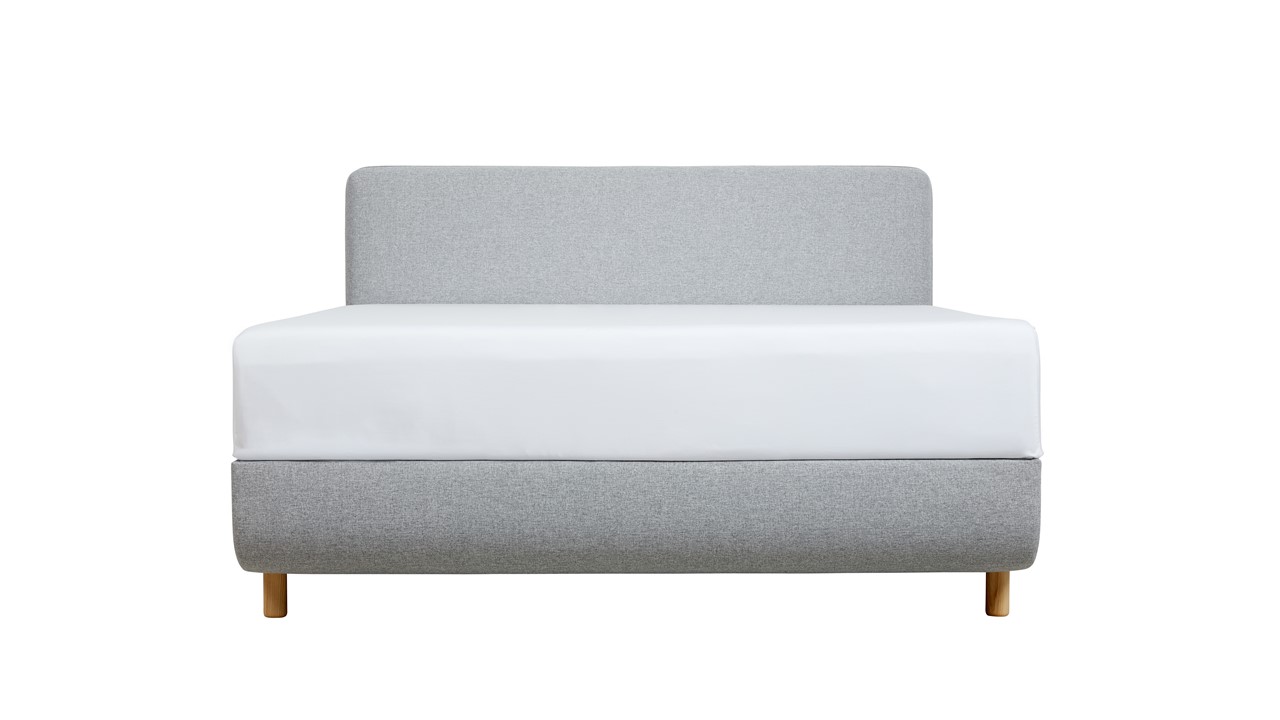 TEMPUR® Bed Arc met hoofdbord Form, schotelbodem en Pro matrassen stone
