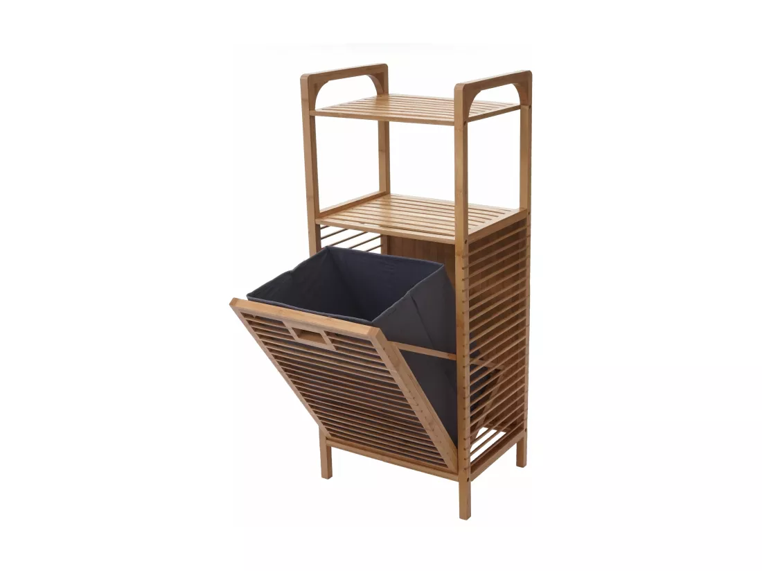 Étagère avec panier à linge MCW-B94 Bambou