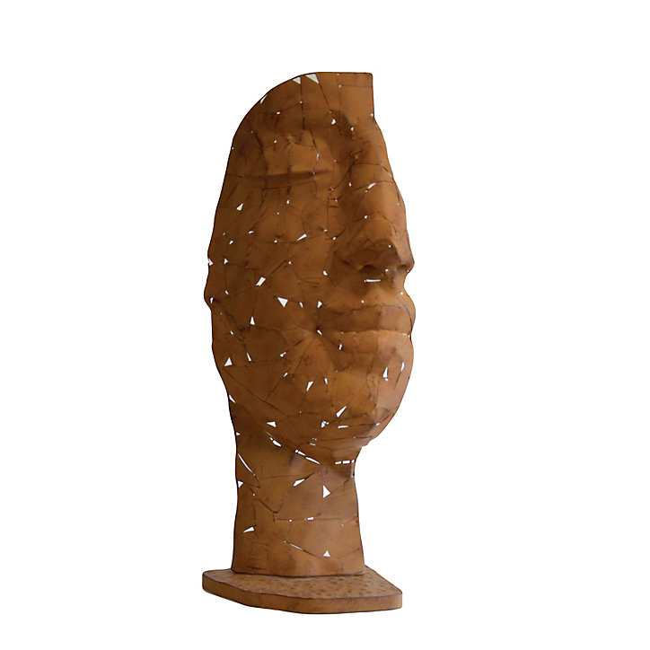 Demi visage mosaïque en métal effet argile h.101 cm