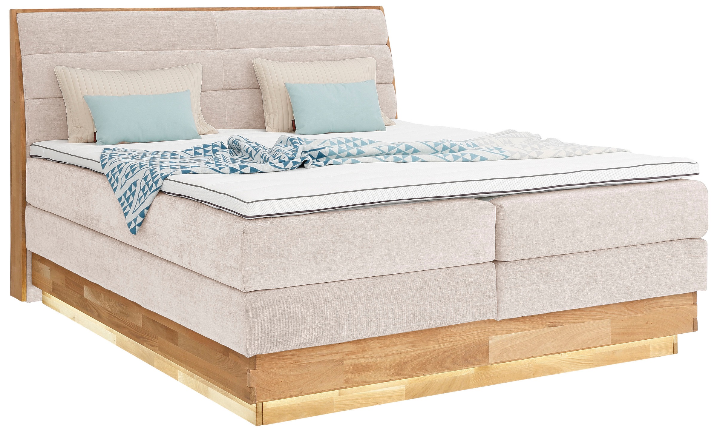 GOODproduct Boxspringbett »JENNA in verschiedenen Farben und Breiten erhältlich« LED-Beleuchtung, mit zertifizierten, recycelten Bezugsstoffen