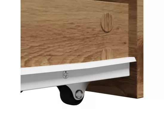 Armoire de salle de bain étroite avec roulettes chêne artisanal