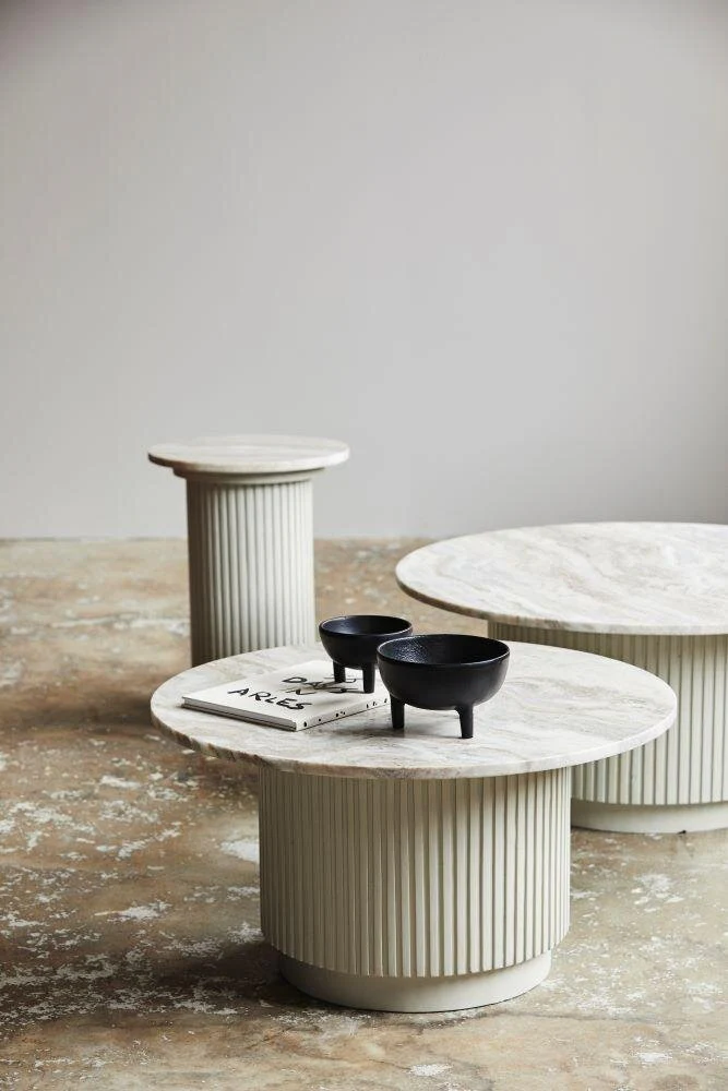 Nordal  Erie rundt sidebord, marmor - Ø40