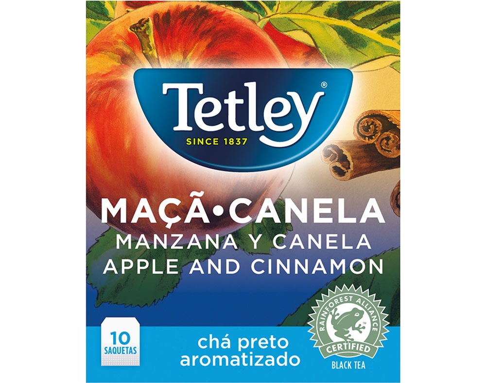 CHÁ TETLEY MAÇÃ E CANELA 10 SAQUETAS