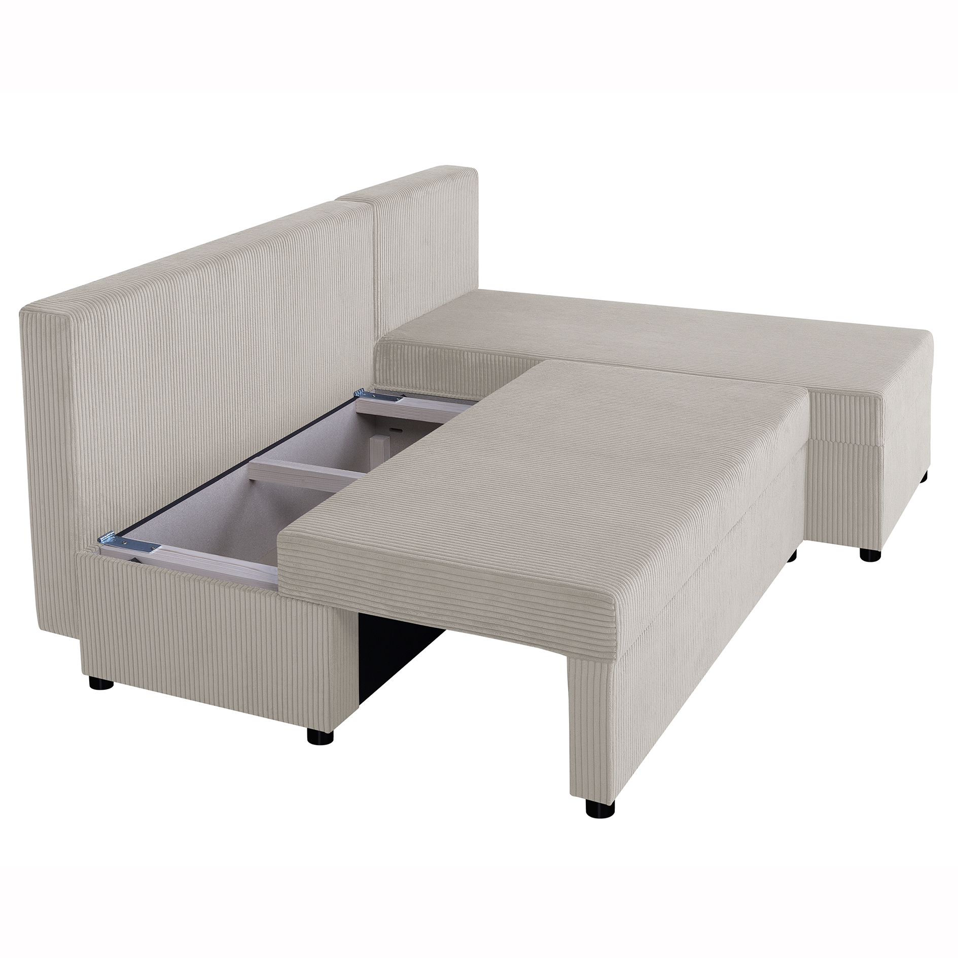 Ecksofa - creme - Cord - mit Liegefunktion