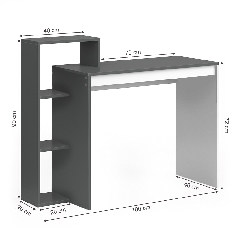 Vicco Schreibtisch Leo Schreibtisch Arbeitstisch Regal PC Tisch Weiß Anthrazit