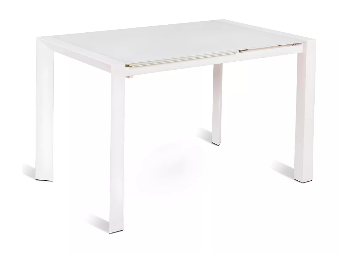 Pixel Table extensible (122/182 x 80 cm) en verre trempé blanc