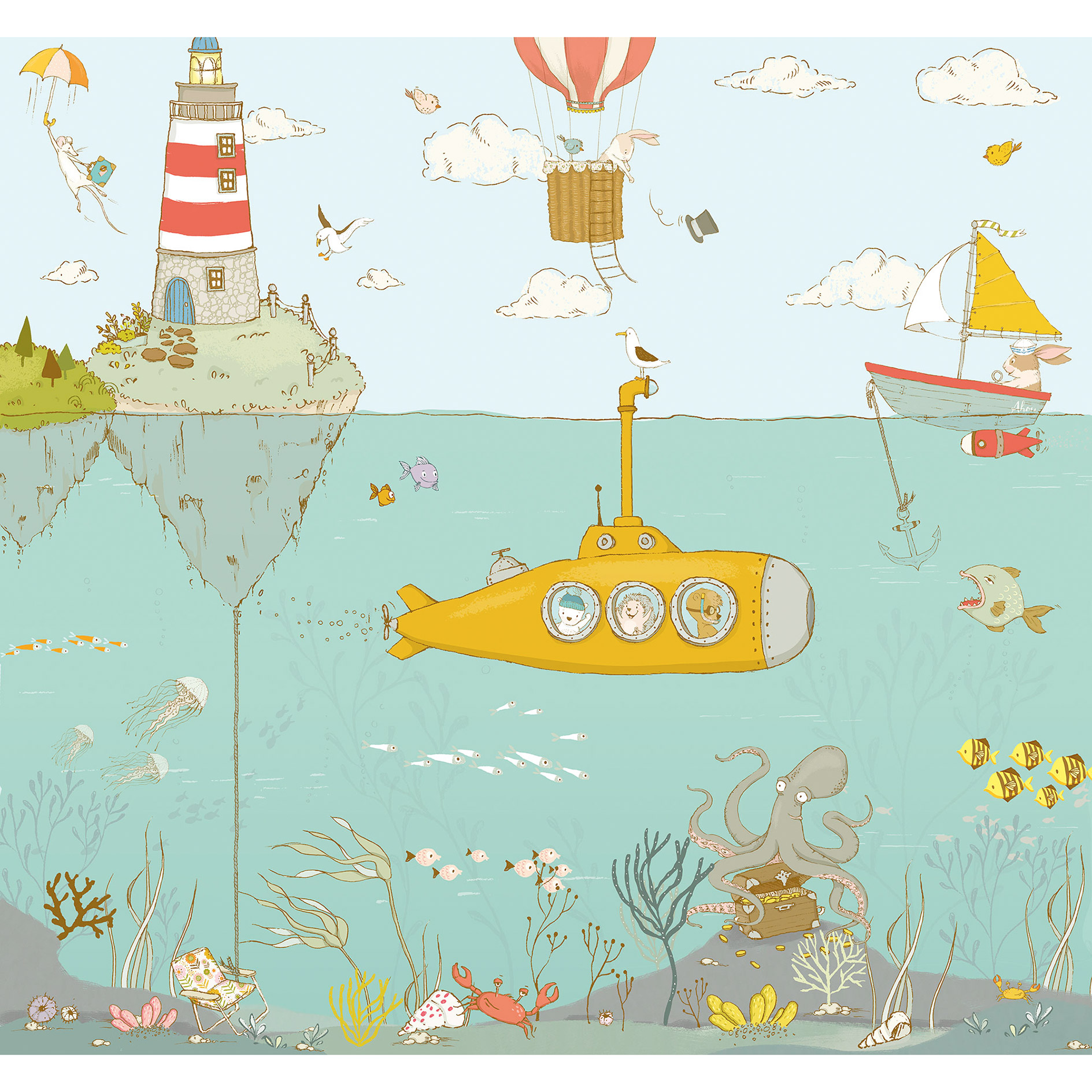 Vlies-Fototapete SEALIFE - bunt - 300x280 cm