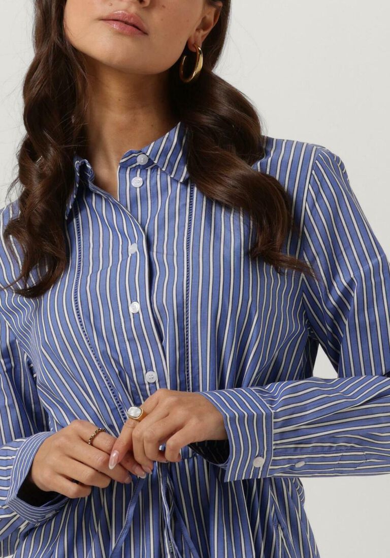 TOMMY HILFIGER blauw/wit gestreepte tommy hilfiger midi jurk org co stripe midi shirt dress