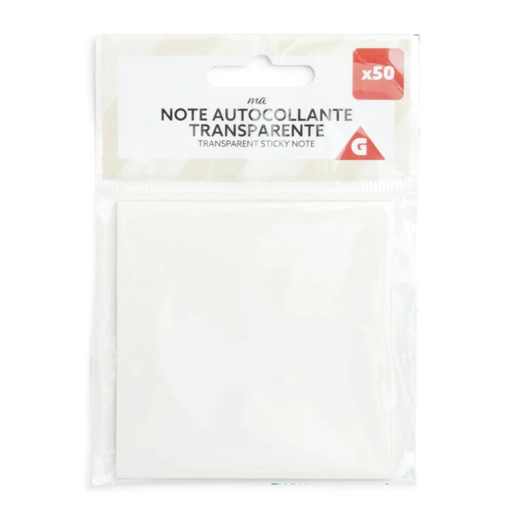 Note adhésive 50 feuilles transparentes 8x10,5cm