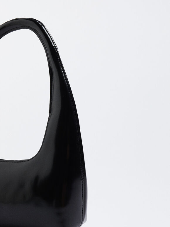 Bolsa de ombro em couro envernizado - Preta