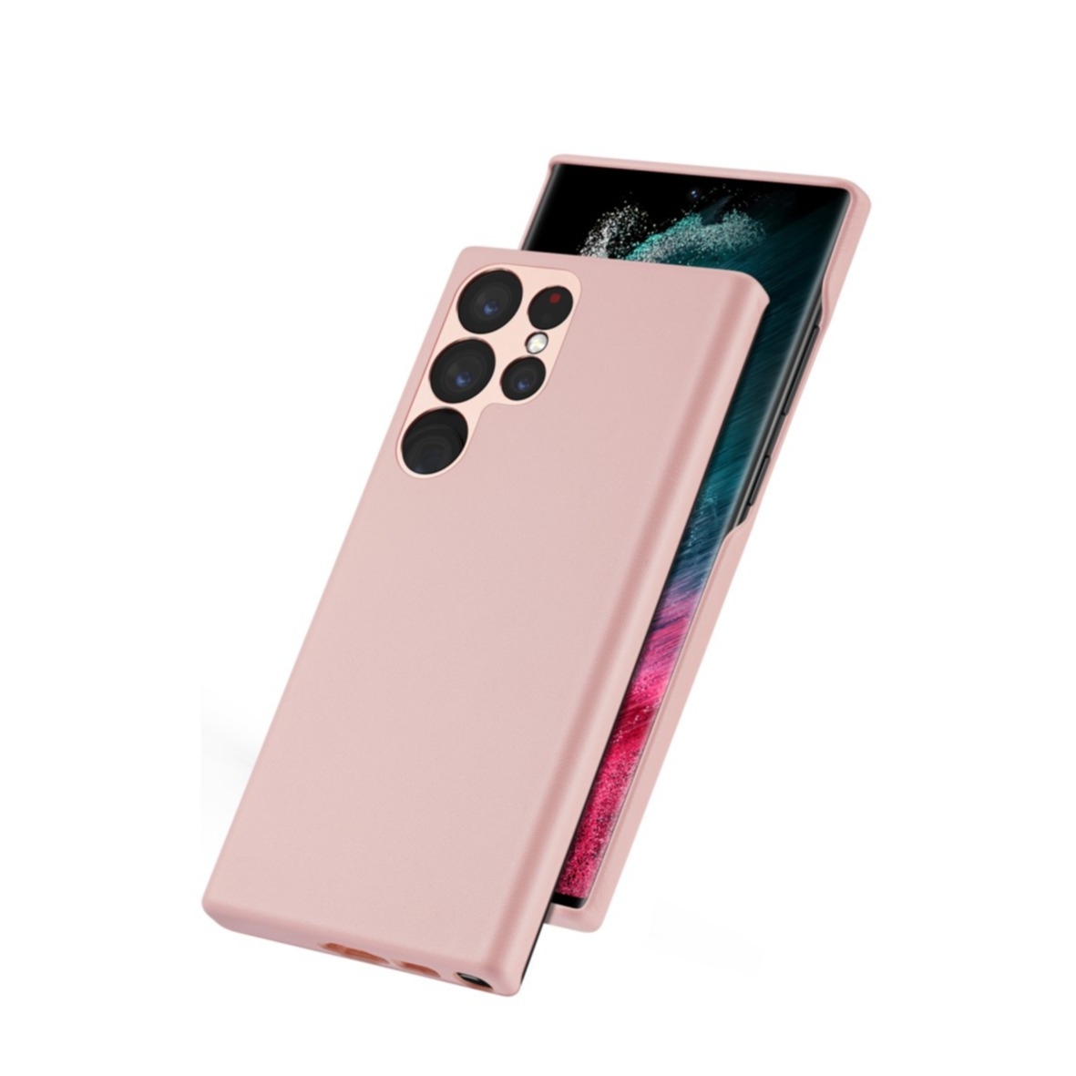 Samsung Galaxy S23 Ultra 5G Hardcase Leder Optik Hülle Back Case - Rosa