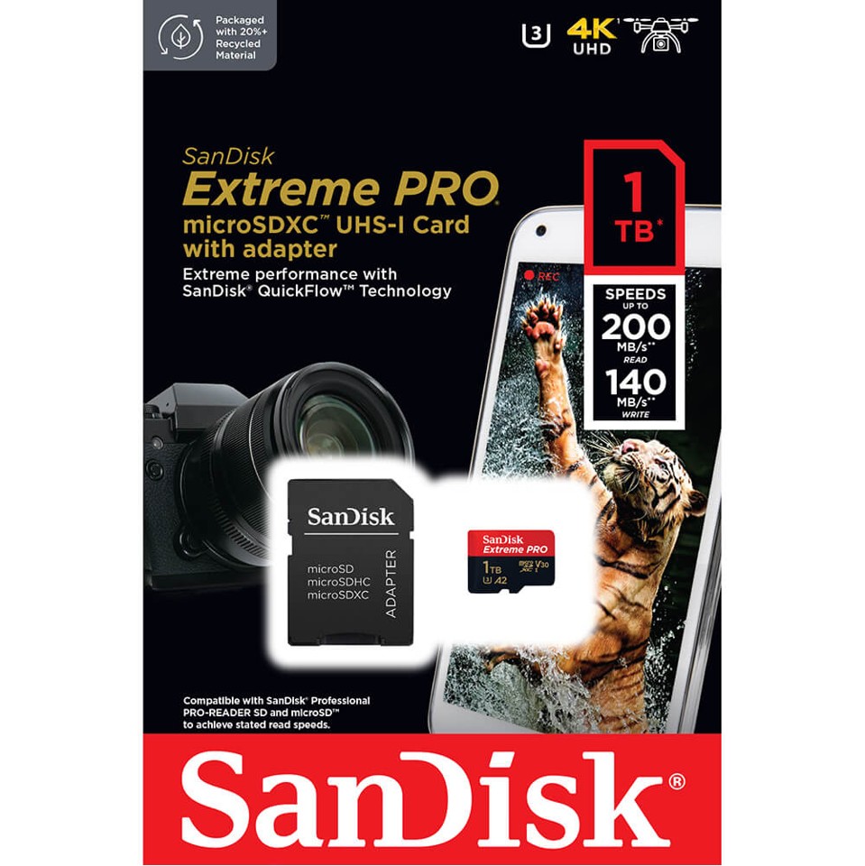 SANDISK - MicroSDXC Extreme Pro 1TB 200MB/s A2 C10 V30 UHS-I