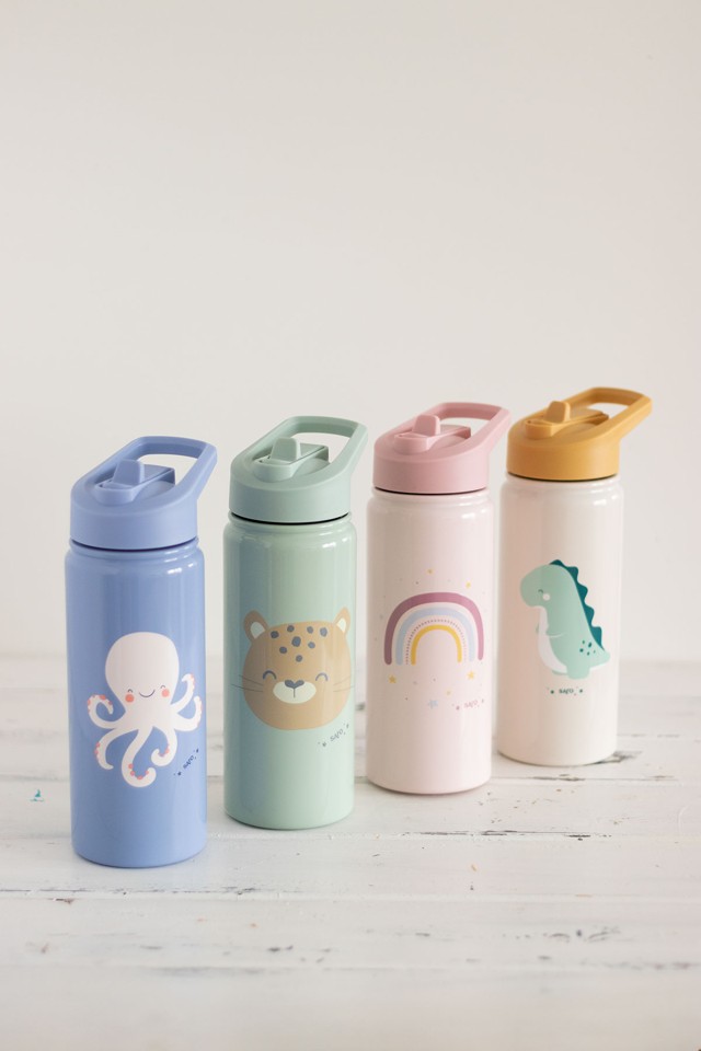 SARO Baby - Thermoflaske med Sugerør Blå 350 ml