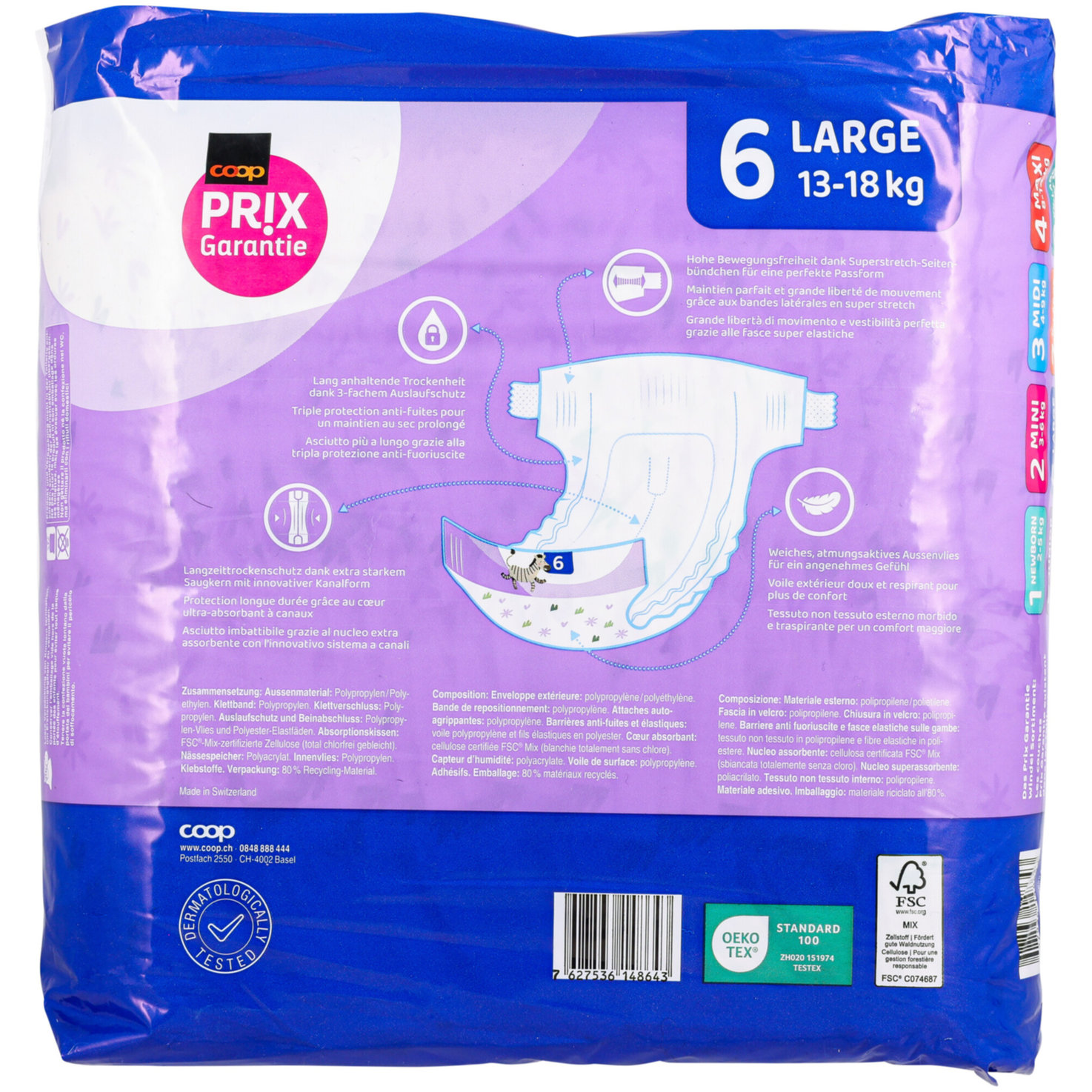 Prix Garantie Baby Windeln Large Grösse 6,13-18kg, 30 Stück