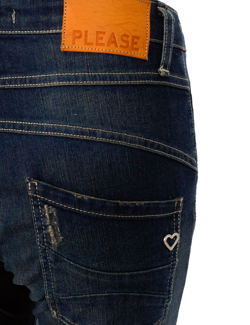 PLEASE JEAN FEMME P78 BOUTONS APPARENTS BLEU DENIM