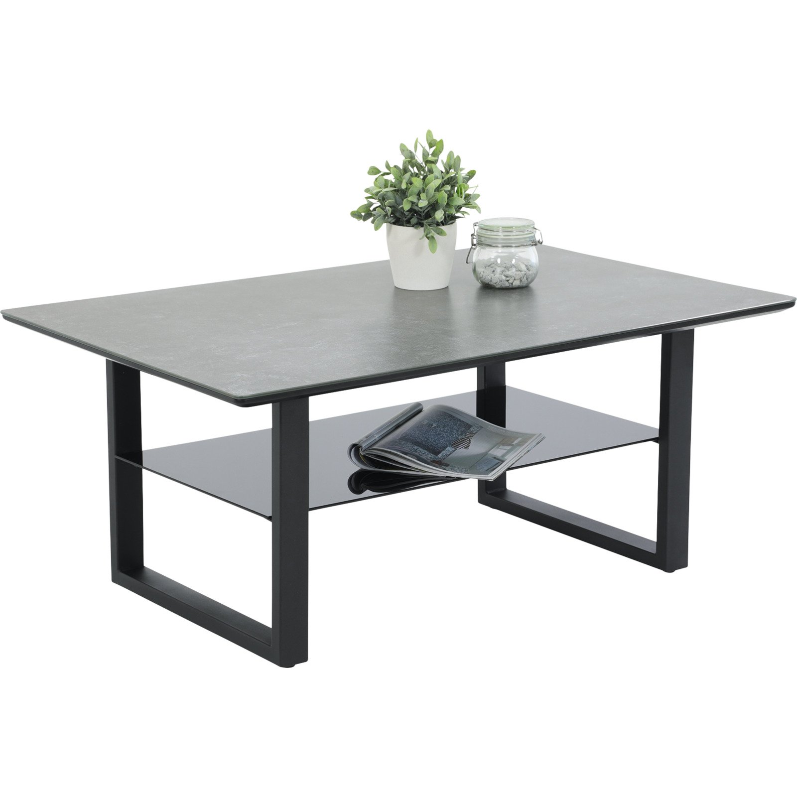 Salontisch Arne Keramik-Optik schwarz 105 x 45 x 69 cm