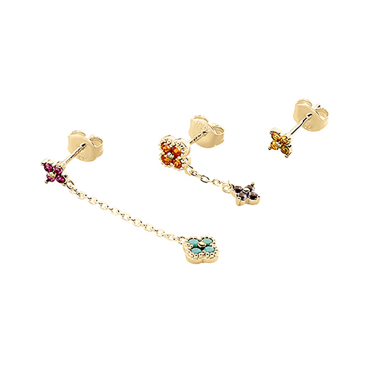 Set de trois boucles d'oreilles Agatha argent doréligne Beloved