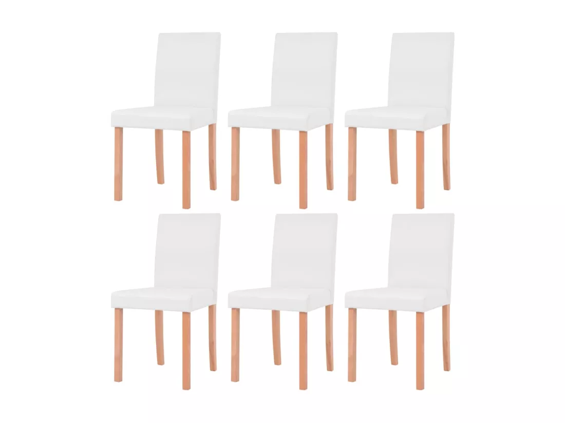 Table et chaises 7 pcs Cuir synthétique Chêne Couleur crème