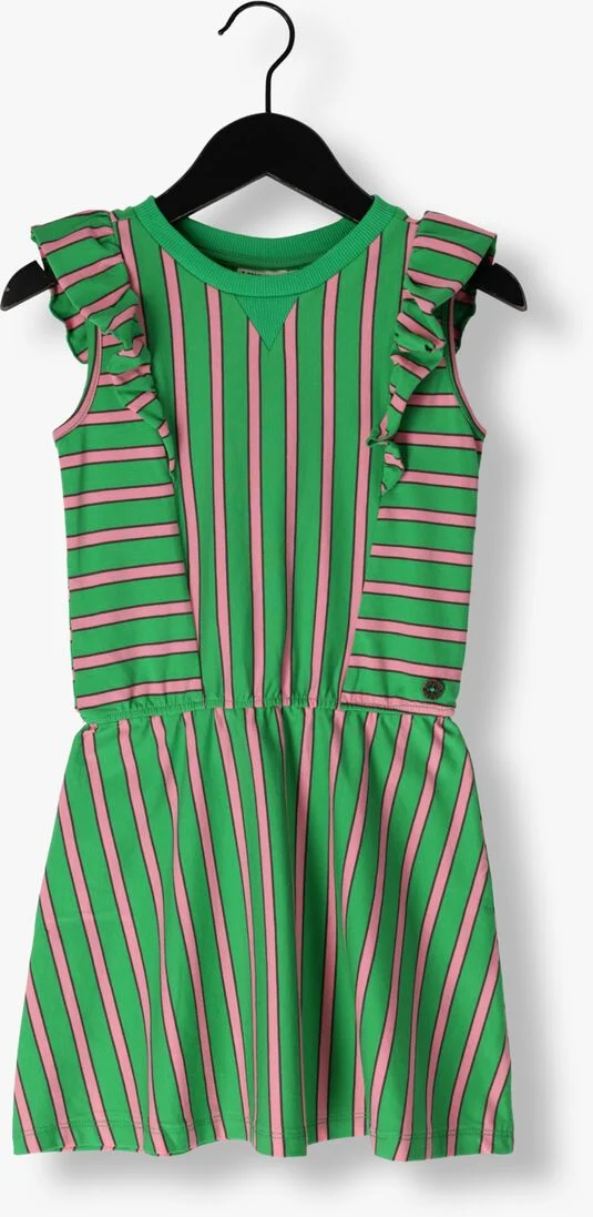 LIKE FLO groene like flo mini jurk striped ruffle dress