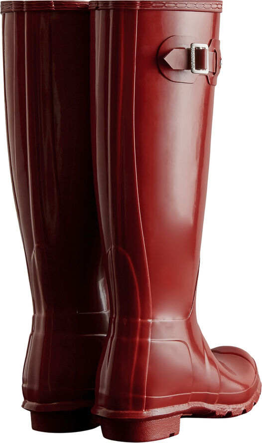 Hunter WOMENS ORIGINAL TALL GLOSS BOOT Military red