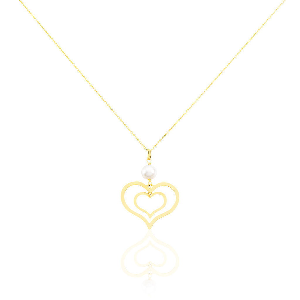 Collier Double Ajoure Or Jaune Perle De Culture