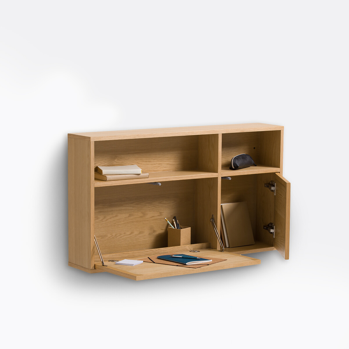 LA REDOUTE INTERIEURS<br>Mesa de parede em folheado de carvalho e rattan, Palano