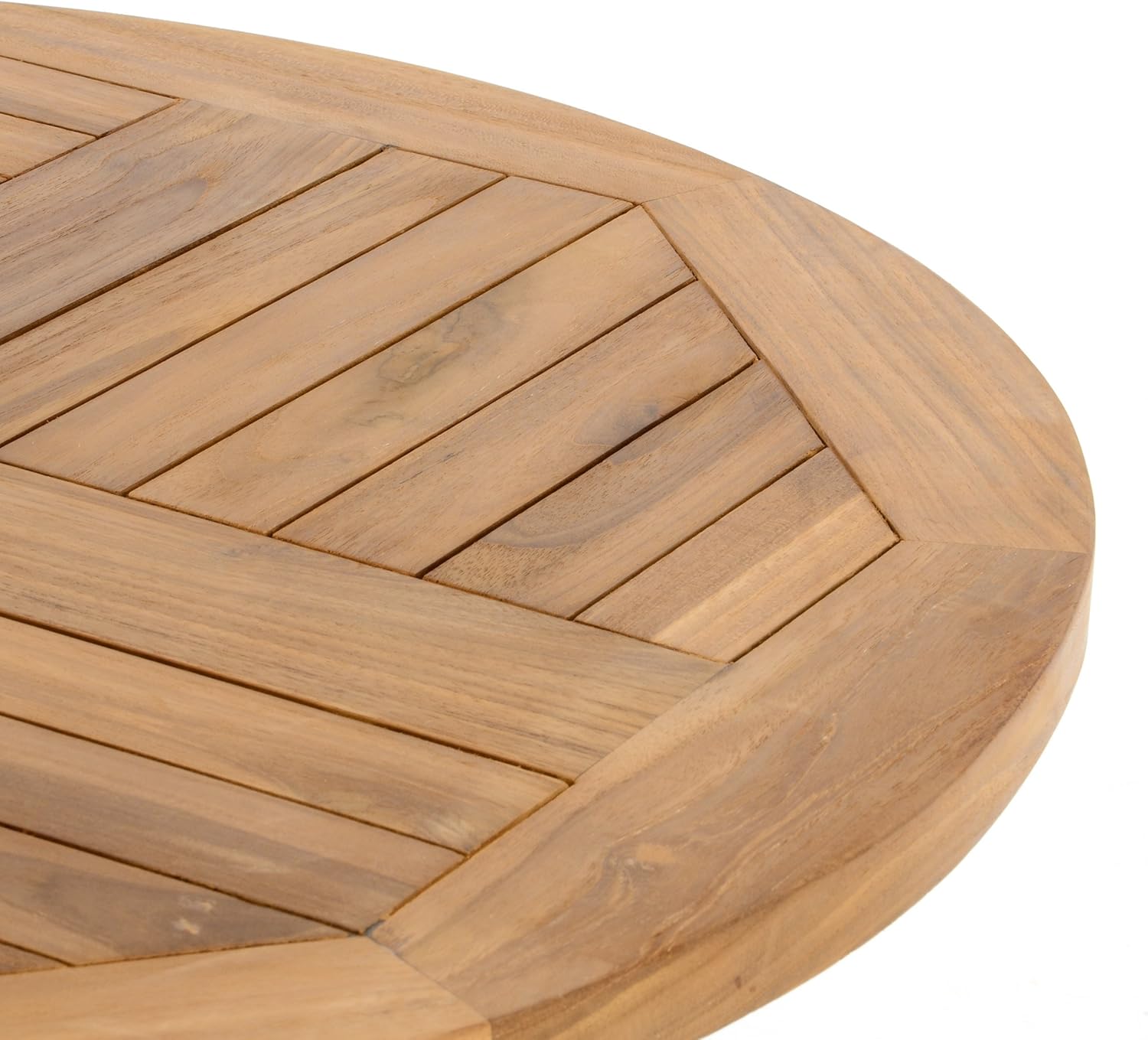 Divero runder Gartentisch ALASSIO aus Teak Holz - klappbar – Farbe: Natur-Braun SY7722953