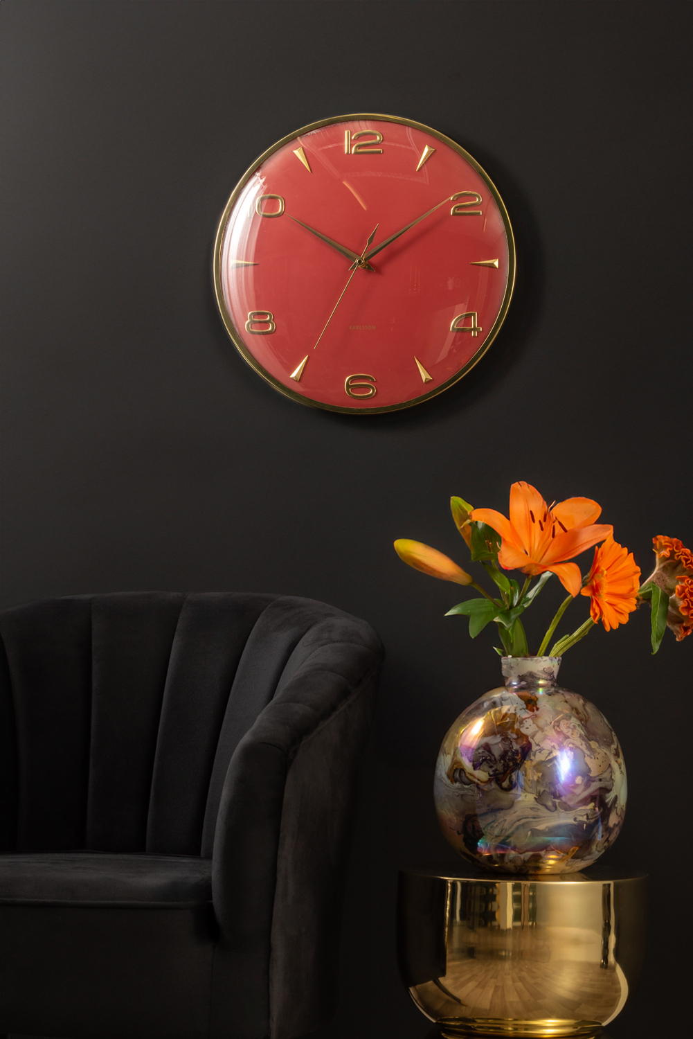 Wall clock Sienna Glow red ochre
