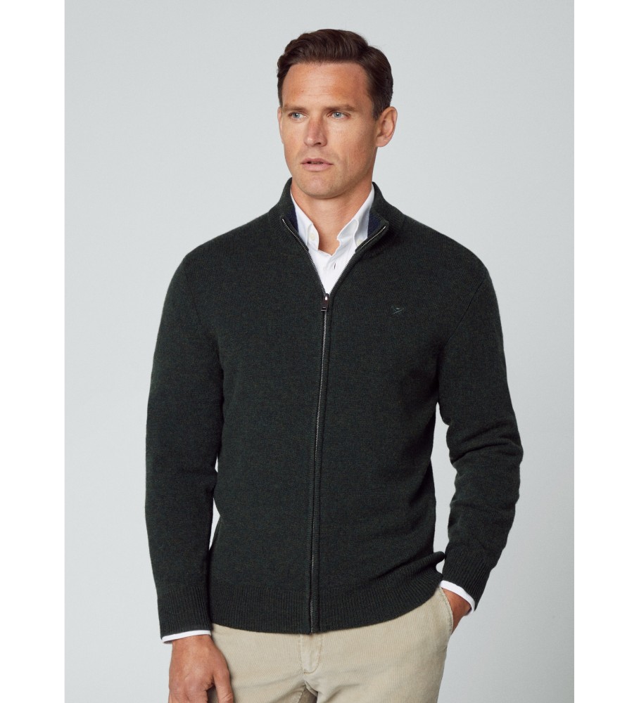 Suéter Hackett Navy Lambswool Fzip