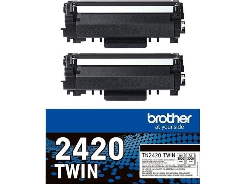 Brother TN2420 TWIN - 2 pakker - Højtydende - sort - original - tonerpatron - for Brother DCP-L2510, L2530, L2537, L2550, HL-L2350, L2370, L2375, MFC-L2713, L2730, L2750