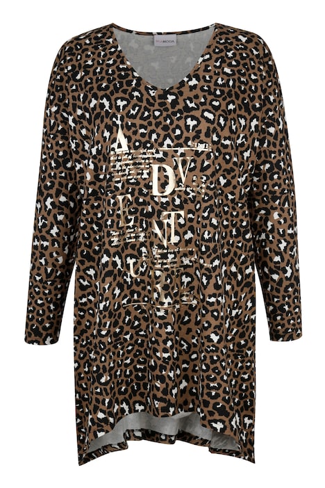 Longshirt, Animalprint, Schriftdruck, Zipfelsaum