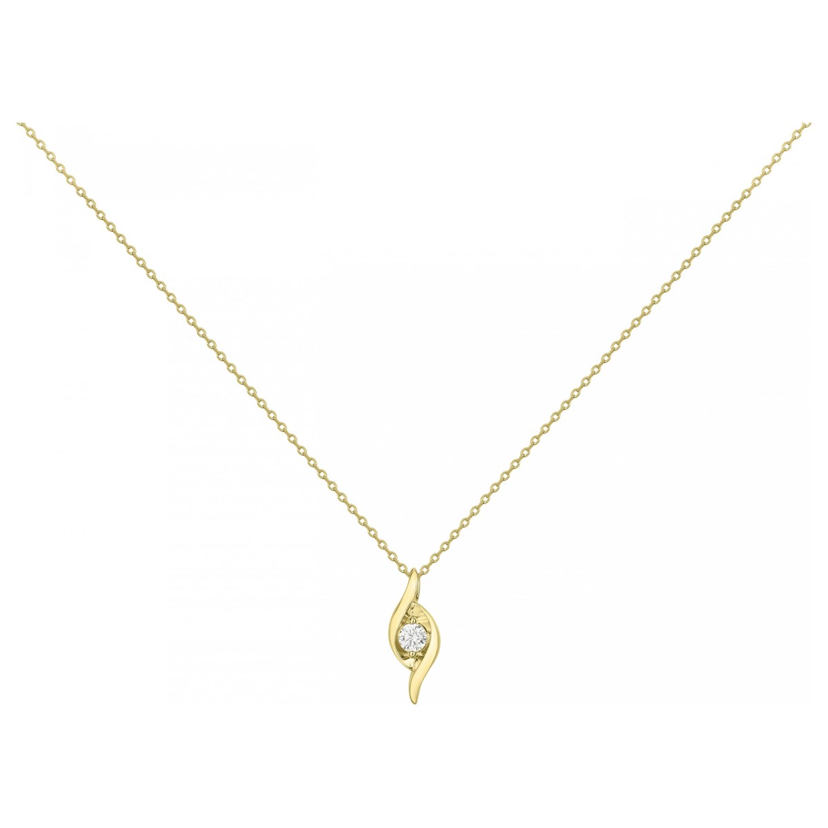 Collier mono-motif en Plaqué Or avec oxyde de zirconium blanc