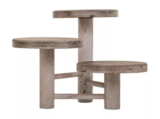 Support en bois pour 3 pots de fleurs marron d15x20/15/10h