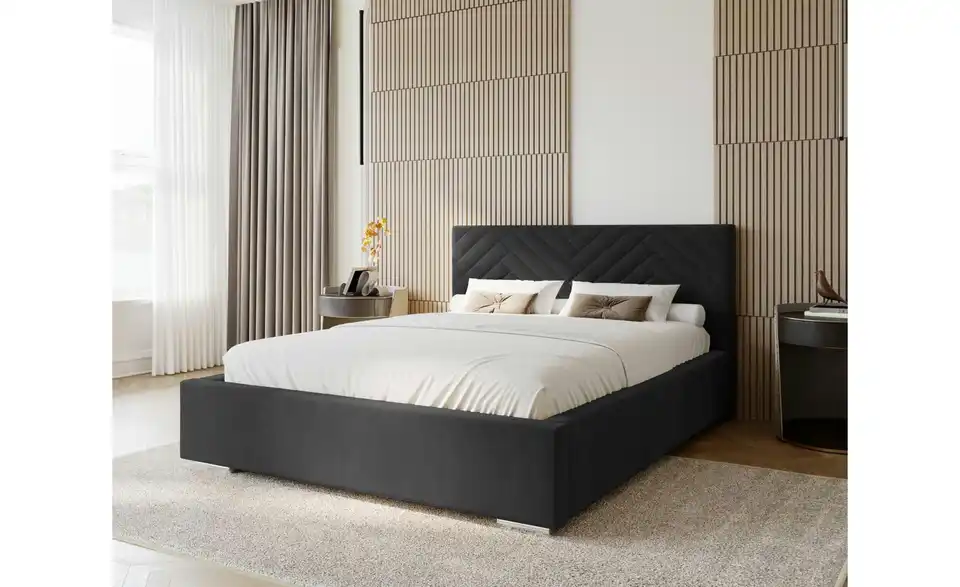 Polsterbett Aura 200x200 cm Schwarz