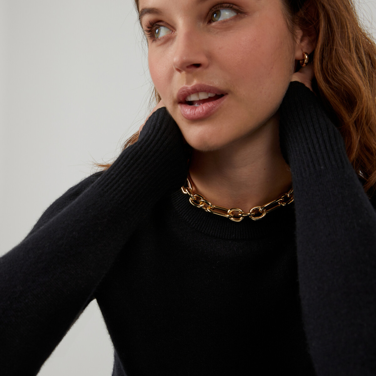 COLEÇÕES LA REDOUTE<br>Suéter de gola redonda em malha fina de cashmere