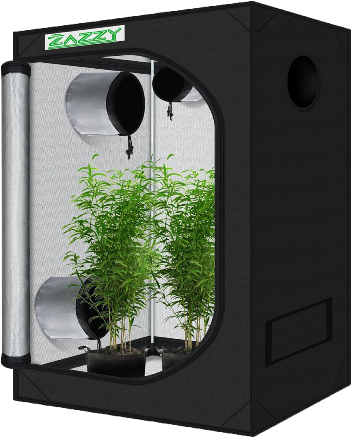 zazzy Grow Zelt, 61 x 91,4 x 152,4 cm, Hydrokultur-Anzuchtraum, reflektierendes Mylar-Wachstumszelt mit Fenster und Bodenwanne für Zimmerpflanzen