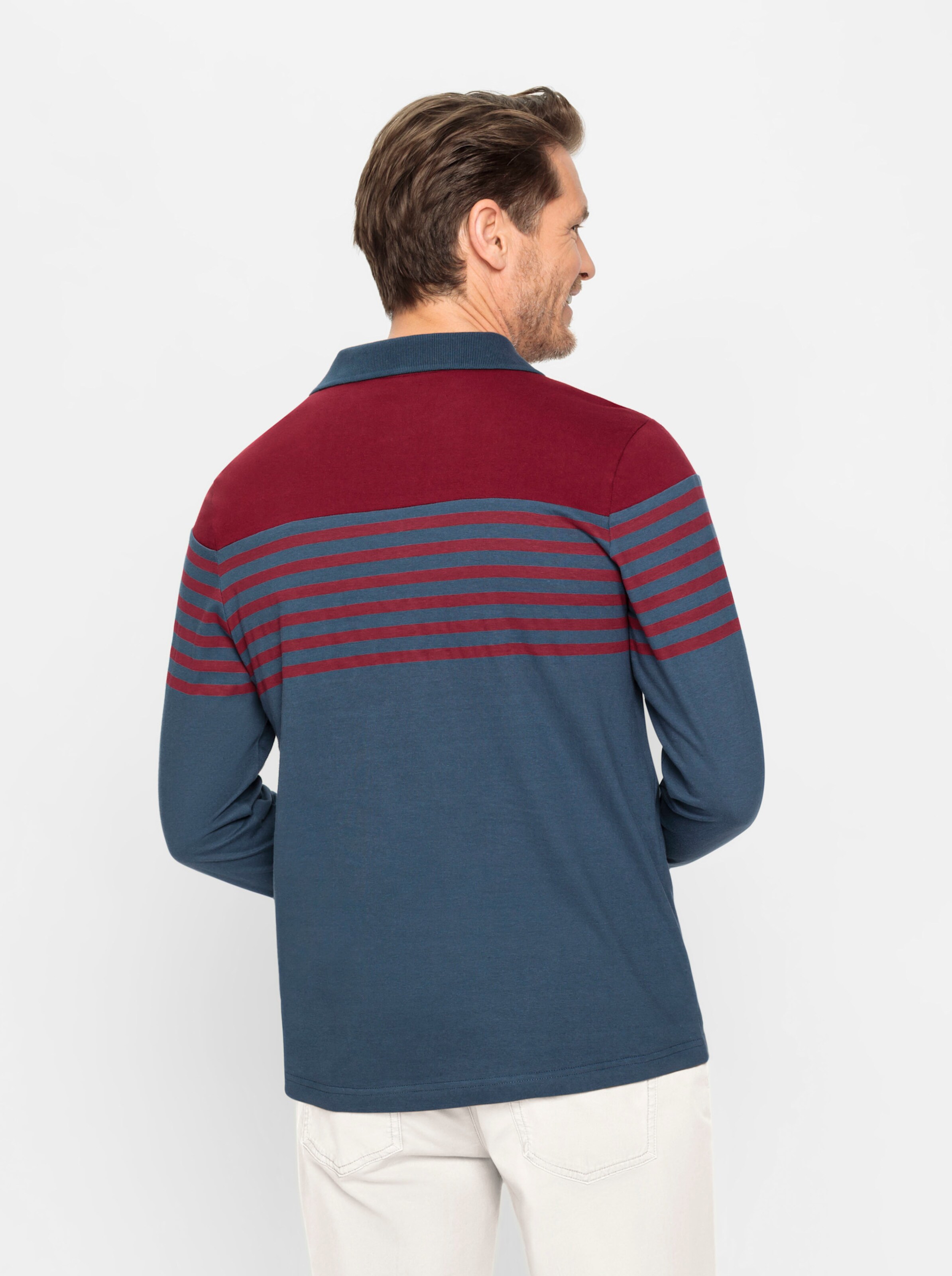 Catamaran Langarm-Shirt in dunkelblau-dunkelrot
