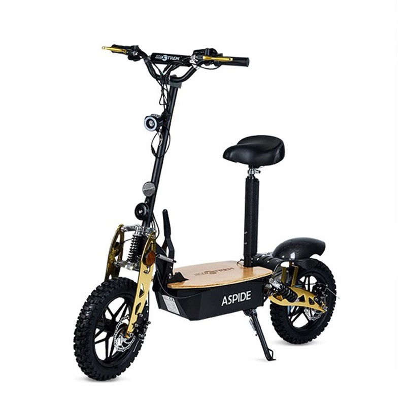 Patinete elétrico de 2000 W com assento e plataforma de madeira Aspide